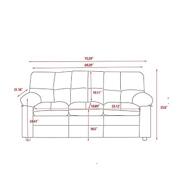 75.59" Modern Chenille Fabric Sofa