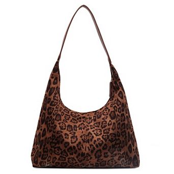Leopard Print Tote Bag with Single Shoulder Strap and Magnetic Snap Closure
