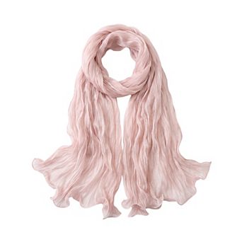 Women Lightweight Pleated Fashion Scarf Elegant Solid Color Long Wrap Shawl