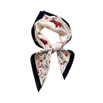 Women Pure Cotton Butterfly Floral Print Square Scarf Lightweight Fashion Neck Hair Scarf