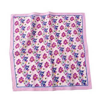 Women Floral Print Cotton Square Scarf Lightweight Soft Neck Hair Head Scarf Wrap