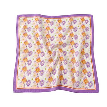 Women Floral Print Cotton Square Scarf Lightweight Soft Neck Hair Head Scarf Wrap