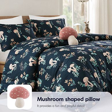 4- Piece Whimsical Full/Queen Mushroom Garden Comforter Set