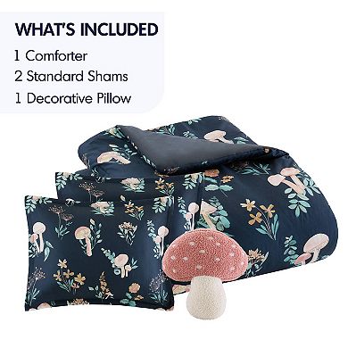 4- Piece Whimsical Full/Queen Mushroom Garden Comforter Set