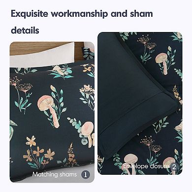 4- Piece Whimsical Full/Queen Mushroom Garden Comforter Set