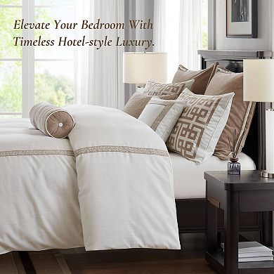 8-Piece Queen Comforter Set, Textured Slub Fabric, Removable Shell & Decorative Pillows