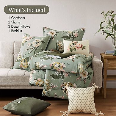 7-Piece King Reversible Floral & Texture Design Comforter Set