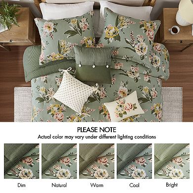 7-Piece King Reversible Floral & Texture Design Comforter Set
