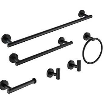 6 pc Stainless Steel Bathroom Towel Rack Set Wall Mount