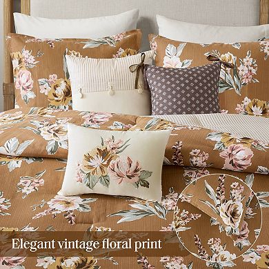 7-Piece Queen Reversible Floral & Texture Design Comforter Set