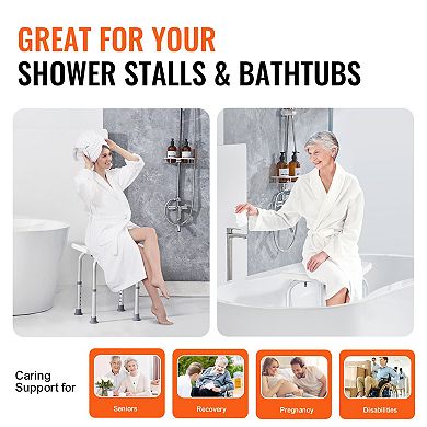 Adjustable Shower Chair with Handles, 350 lbs Capacity Non-Slip Bathtub Stool