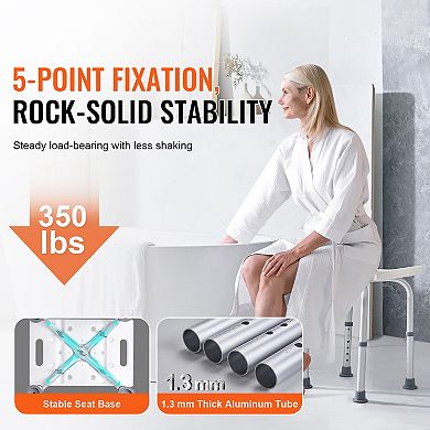 Adjustable Shower Chair with Handles, 350 lbs Capacity Non-Slip Bathtub Stool