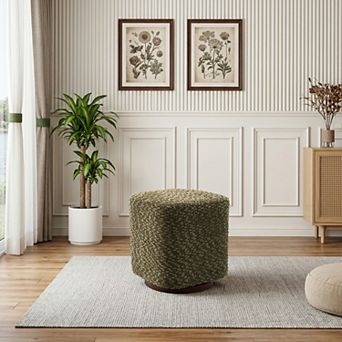 360° Swivel Vanity Stool for Women, Upholstered Makeup Chair, Modern Accent Ottoman for Bedroom