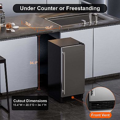 15 in. Undercounter/Freestanding Ice Maker in Stainless Steel, 25 lbs./Day Crescent Ice