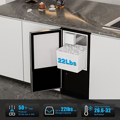 15 in. Undercounter/Freestanding Ice Maker in Stainless Steel, 25 lbs./Day Crescent Ice