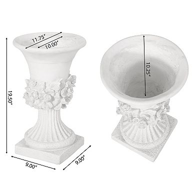 Traditional Garden Urn Planter, Decorative Flower Pot for Patio, Yard & Deck