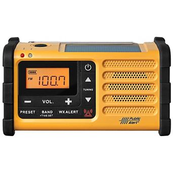 Sangean MMR‑88 AM/FM/Weather+Alert Emergency Radio Solar/Hand Crank/USB/Flashlight/Siren Yellow