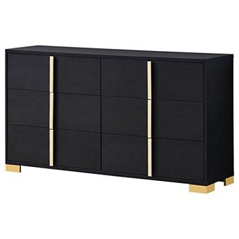 6-Drawer Dresser,Gold Metal Handles, Dovetail Drawer Cabinet for Bedroom Home Decor