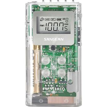 Sangean DT-120 Clear Pocket AM/FM Digital Radio with 15 Presets and Dynamic Bass Boost Clear