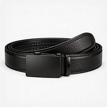 Men's Leather Ratchet Belt with Adjustable Buckle, Trim to Fit