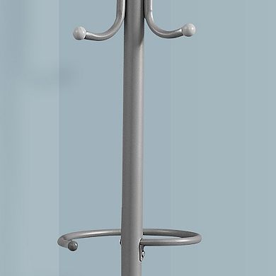 Metal Coat Rack, with 6 Hooks & Hanging Bar, 68" H Freestanding Hall Tree with Wide Base, Ideal