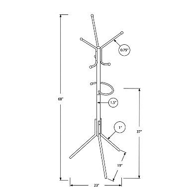 Metal Coat Rack, with 6 Hooks & Hanging Bar, 68" H Freestanding Hall Tree with Wide Base, Ideal