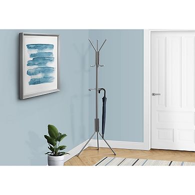Metal Coat Rack, with 6 Hooks & Hanging Bar, 68" H Freestanding Hall Tree with Wide Base, Ideal