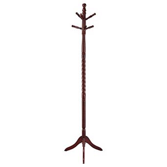 Freestanding Coat Rack, with 2 tier Hooks & Tripod Base, for Entryway Organization