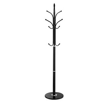 Freestanding Coat Rack, with 6 Hooks & Marble Base , 40lbs Capacity, Anti-Tipping Design