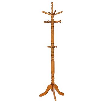 Freestanding Rubberwood Coat Rack, with 11-Hook, for Entryway Home Storage