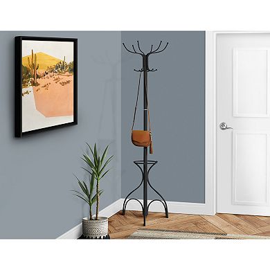 Metal Freestanding Coat Rack, with 12 Hooks, Bottom Umbrella Holder, with Stable Base