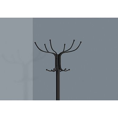Metal Freestanding Coat Rack, with 12 Hooks, Bottom Umbrella Holder, with Stable Base