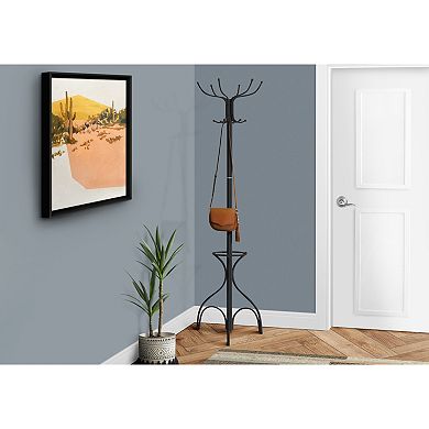Metal Freestanding Coat Rack, with 12 Hooks, Bottom Umbrella Holder, with Stable Base