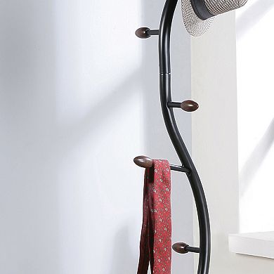 Metal Freestanding Coat Rack, with 9 Hooks, 74.8" H Round Stable Base, Modern Style