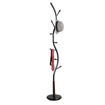 Metal Freestanding Coat Rack, with 9 Hooks, 74.8" H Round Stable Base, Modern Style