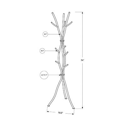 Freestanding Coat Rack, with 8 Hooks, 74" H, Tripod Base for Entryway Bedroom Office Storage