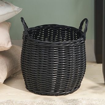 Resin Wicker Storage Basket, with Handles, Multi Organizer, for Clothes Toys Magazines Home Decor