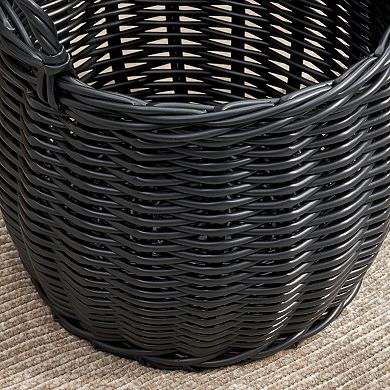 Resin Wicker Storage Basket, with Handles, Multi Organizer, for Clothes Toys Magazines Home Decor