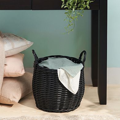 Resin Wicker Storage Basket, with Handles, Multi Organizer, for Clothes Toys Magazines Home Decor