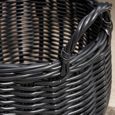 Resin Wicker Storage Basket, with Handles, Multi Organizer, for Clothes Toys Magazines Home Decor