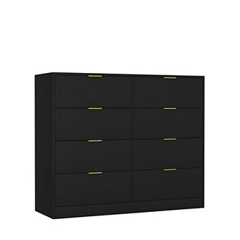 Wooden Dresser, with 8-Drawer & Handles, Tall Storage Chest, for Bedroom Living Room Hallway