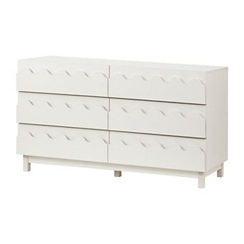 60" Length 6 Drawer Dresser, Modern Wooden Wave Drawers,Clothes Storage Organizer for Bedroom