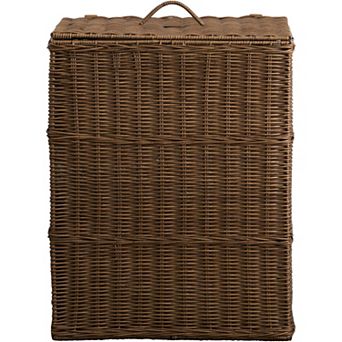 Rectangular Woven Resin Wicker Laundry Hamper, 97-qt Capacity, for Home Laundry Storage
