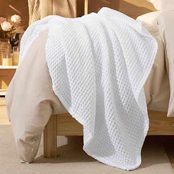 Waffle Weave Throw Blanket, Ultra Soft Lightweight Breathable Cozy