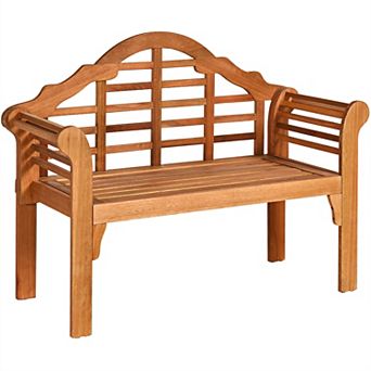 Costway 49'' Outdoor Folding Bench Eucalyptus Wood Backrest Armrest Patio Garden