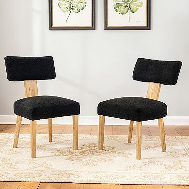 Set of 2 Modern Fabric Upholstered Kitchen Dining Chairs with Comfortable Seat