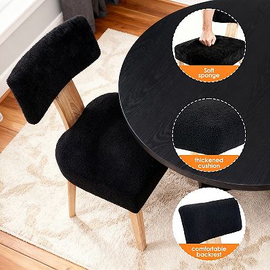 Set of 2 Modern Fabric Upholstered Kitchen Dining Chairs with Comfortable Seat