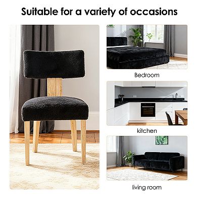 Set of 2 Modern Fabric Upholstered Kitchen Dining Chairs with Comfortable Seat
