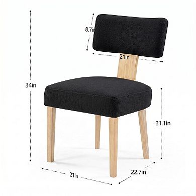 Set of 2 Modern Fabric Upholstered Kitchen Dining Chairs with Comfortable Seat