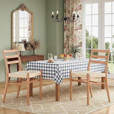 Mid Century Modern Woven Rope Seat Dining Chairs Set of 2